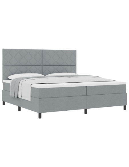 Letto a molle con materasso Grigio chiaro 200 x 200 cm Tessuto