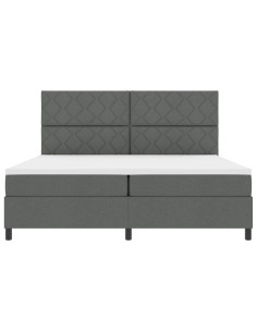 Letto a molle con materasso Grigio scuro 200 x 200 cm Tessuto