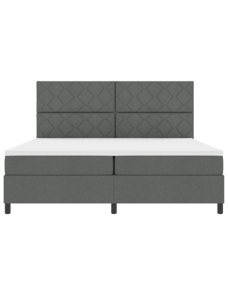 Letto a Box Spring  con Materasso Grigio Scuro 200x200 cm Tessuto