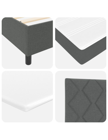 Letto a molle con materasso Grigio scuro 200 x 200 cm Tessuto