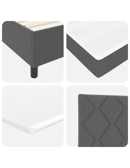 Letto a molle con materasso Grigio scuro 200 x 200 cm Tessuto