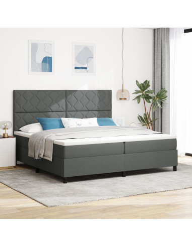 Letto a molle con materasso Grigio scuro 200 x 200 cm Tessuto