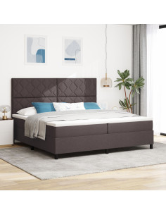 Letto a molle con materasso Marrone Scuro 200 x 200 cm Tessuto 2