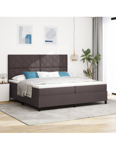 Letto a molle con materasso Marrone Scuro 200 x 200 cm Tessuto