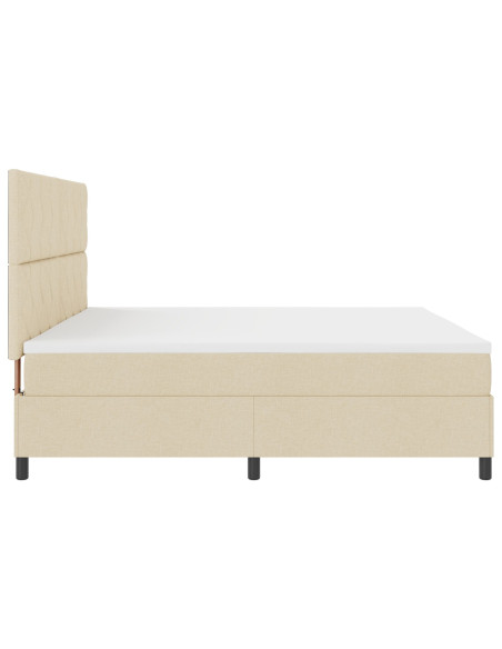 Letto box spring  con materasso crema 200x200 cm in tessuto