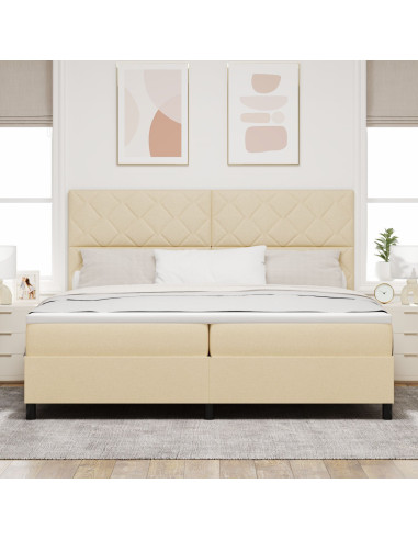 Letto a molle con materasso Crema 200 x 200 cm Tessuto