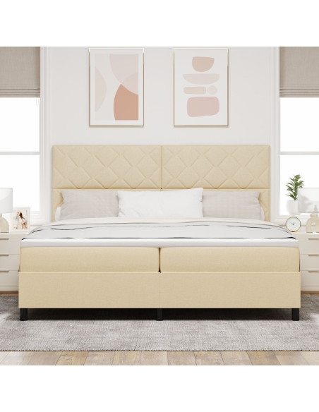 Letto box spring  con materasso crema 200x200 cm in tessuto