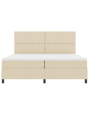Letto a molle con materasso Crema 200 x 200 cm Tessuto