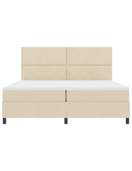 Letto a molle con materasso Crema 200 x 200 cm Tessuto