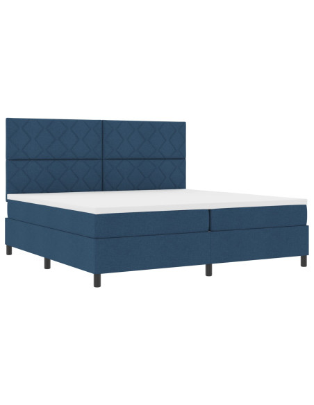 Letto a Molle e Materasso Blu 200x200 cm in Tessuto