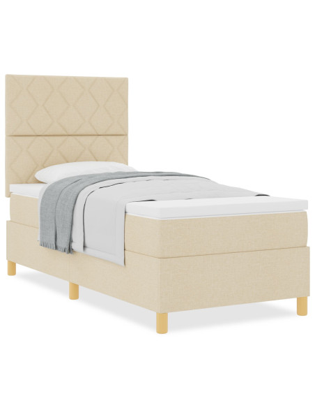 Letto a molle  con materasso panna 90x200 cm tessuto