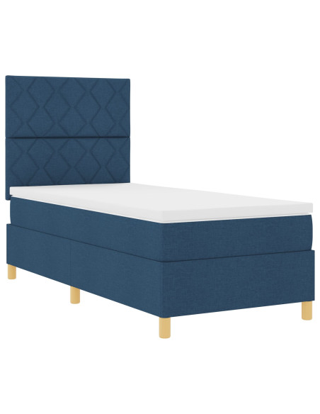 Letto con Box Spring  Blu 90x200 cm Tessuto