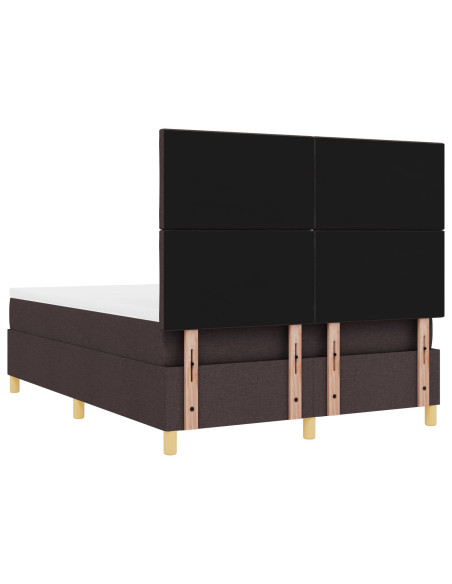 Letto Box Spring  con Materasso Marrone Scuro 140x190 cm Tessuto