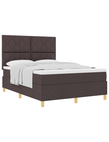 Letto Box Spring  con Materasso Marrone Scuro 140x190 cm Tessuto