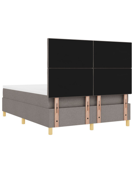 Letto Box Spring con Materasso Tortora 140x190 cm in Tessuto