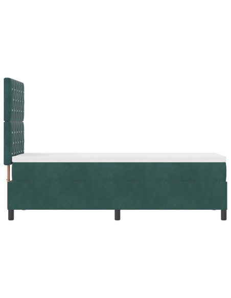 Letto Box Spring con Materasso  Verde Scuro 80x200 cm Velluto