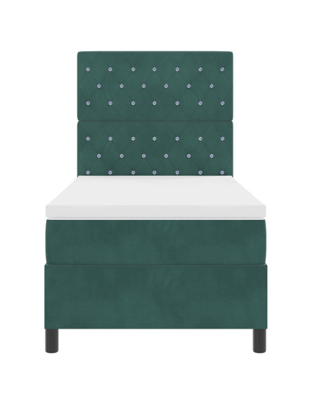 Letto a box con materasso Verde scuro Singolo in velluto