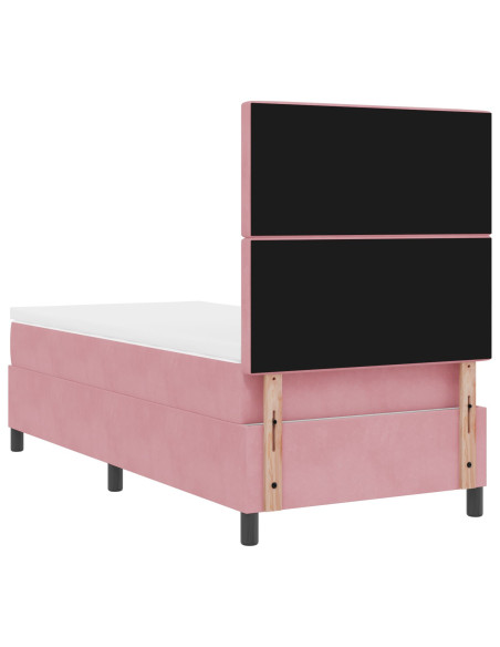 Letto a molle con materasso Rosa 90 x 190 cm Tessuto
