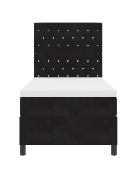 Letto a Molle con Materasso  Nero 90x200 cm Velluto