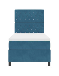 Letto a molle con materasso Blu Scuro 90 x 200 cm Tessuto