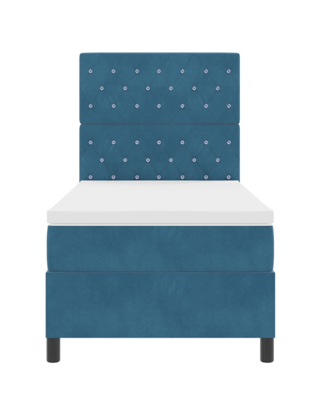 Letto a molle con materasso Blu Scuro 90 x 200 cm Tessuto