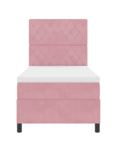 Letto a molle con materasso Rosa 90 x 200 cm Tessuto