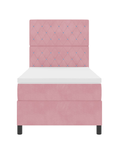 Letto a molle con materasso Rosa 90 x 200 cm Tessuto