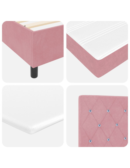 Letto Box Spring con Materasso Rosa 90x200 cm Velluto