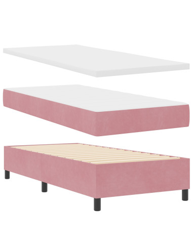 Letto a molle con materasso Rosa 90 x 200 cm Tessuto