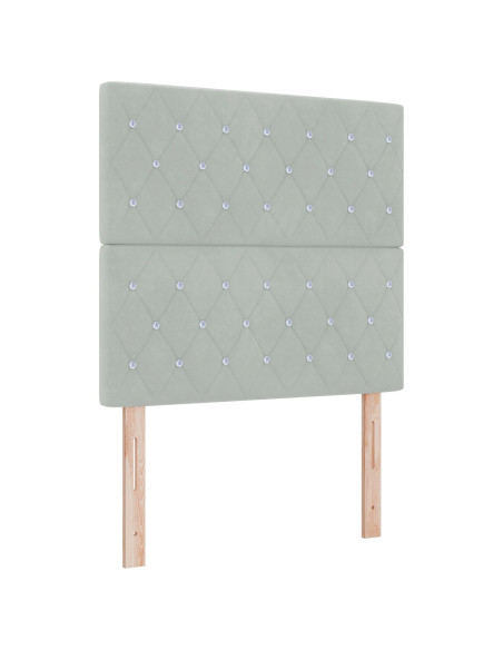 Letto Box Spring  con Materasso Grigio Chiaro 100x200 cm Velluto
