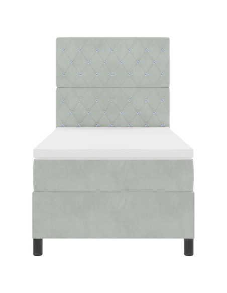 Letto a molle con materasso Grigio chiaro 100 x 200 cm Tessuto