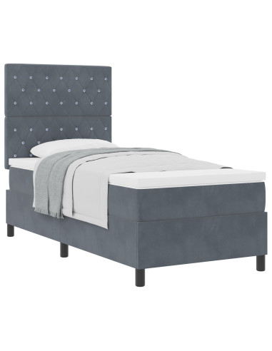 Letto a molle con materasso Grigio scuro 100 x 200 cm Tessuto