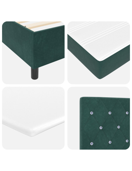 Letto Box Spring con materasso Verde scuro Piccolo doppio Velluto