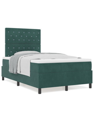 Letto a molle con materasso Verde Scuro 120 x 190 cm Tessuto