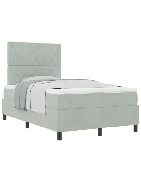 Letto Box Spring con Materasso Grigio Chiaro 120x200 cm Velluto