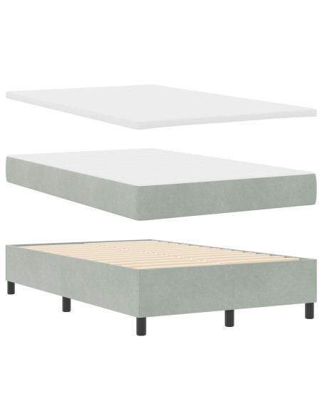 Letto Box Spring con Materasso Grigio Chiaro 120x200 cm Velluto