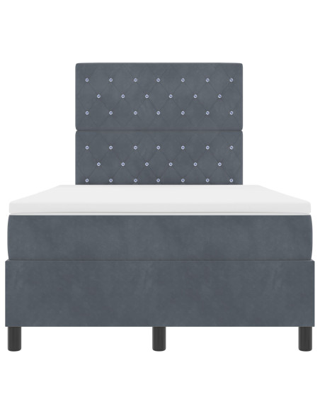 Letto a molle con materasso  Grigio scuro 120x200 cm Velluto