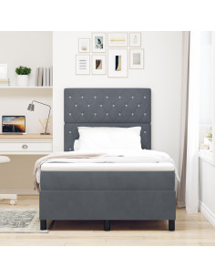 Letto a molle con materasso Grigio scuro 120 x 200 cm Tessuto 2