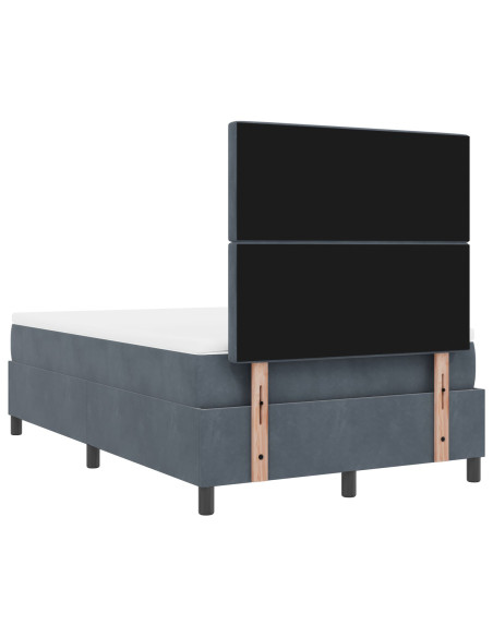 Letto a molle con materasso  Grigio scuro 120x200 cm Velluto