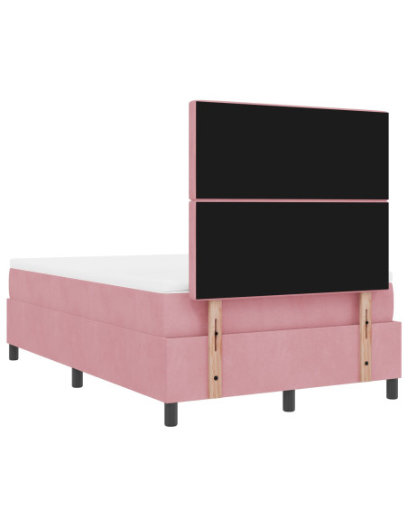 Letto a Box Spring con Materasso Rosa 120x200 cm Velluto