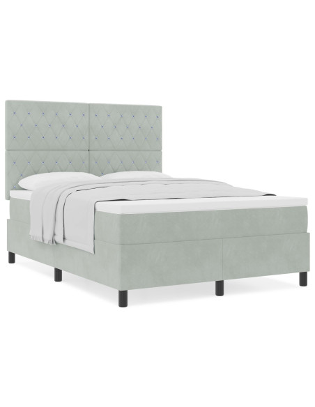 Letto a Box con Materasso Grigio Chiaro 140x190 cm Velluto