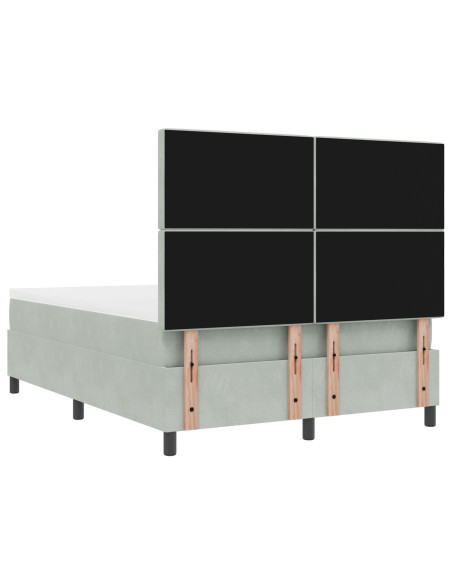 letto a box spring  con materasso grigio chiaro 140x200 cm in velluto