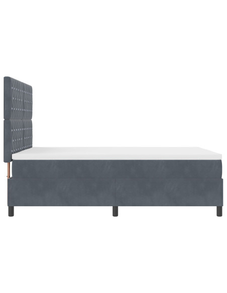 Letto Box Spring con Materasso Grigio Scuro 140x200 cm Velluto