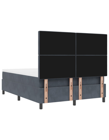 Letto Box Spring con Materasso Grigio Scuro 140x200 cm Velluto
