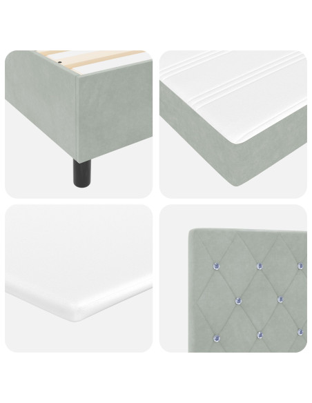 Letto Box Spring  con Materasso Grigio Chiaro 160x200 cm in Velluto