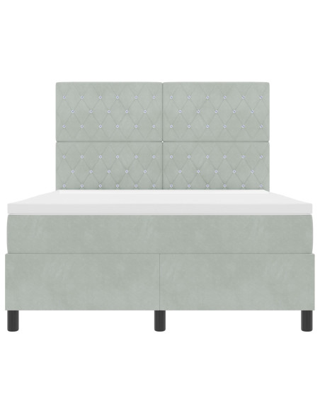 Letto Box Spring  con Materasso Grigio Chiaro 160x200 cm in Velluto