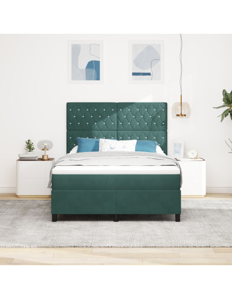 Letto a Molletta con Materasso verde scuro 160x200 cm in Velluto