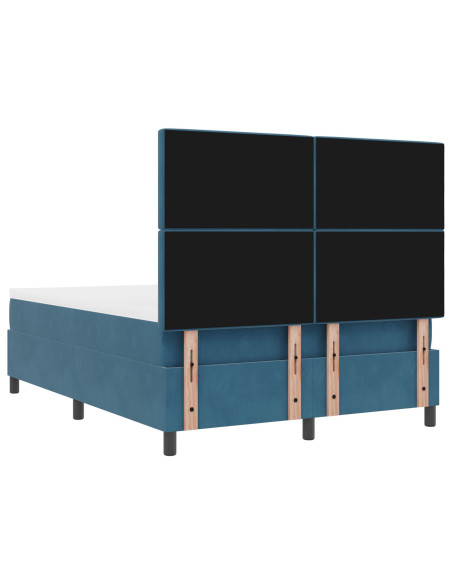 Letto a Molle con Materasso Blu Scuro 160x200 cm Velluto