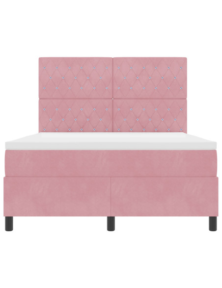 Letto Box Spring con Materasso Rosa 160x200 cm Velluto