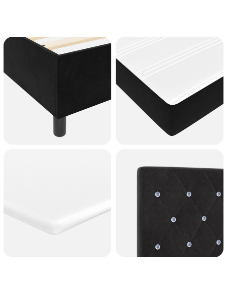letto box spring  con materasso nero super king velluto